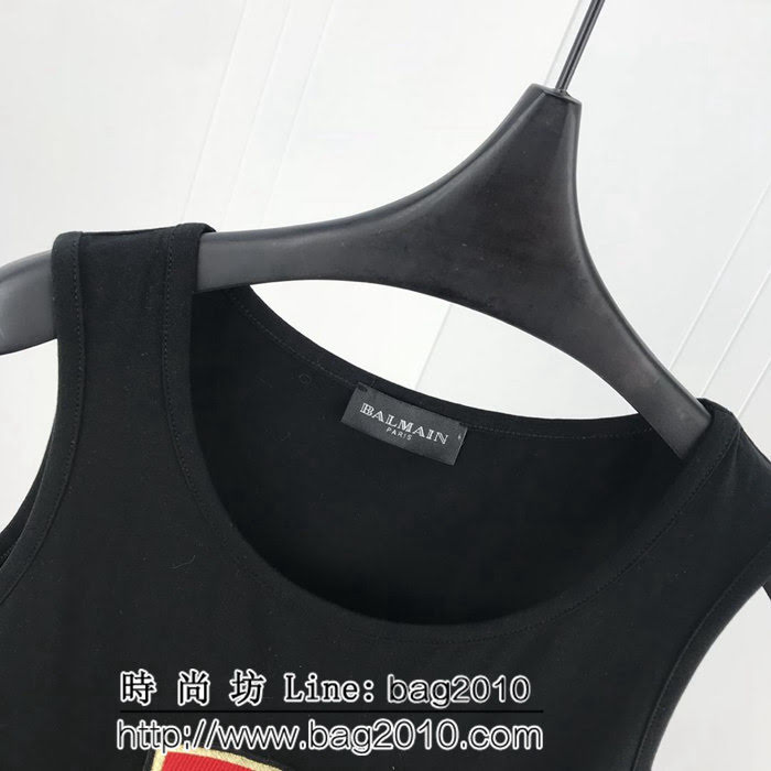 BALMAIM巴爾曼 19ss早春新款 刺繡獅子勳章背心 內搭神器 男女同款 ydi2540